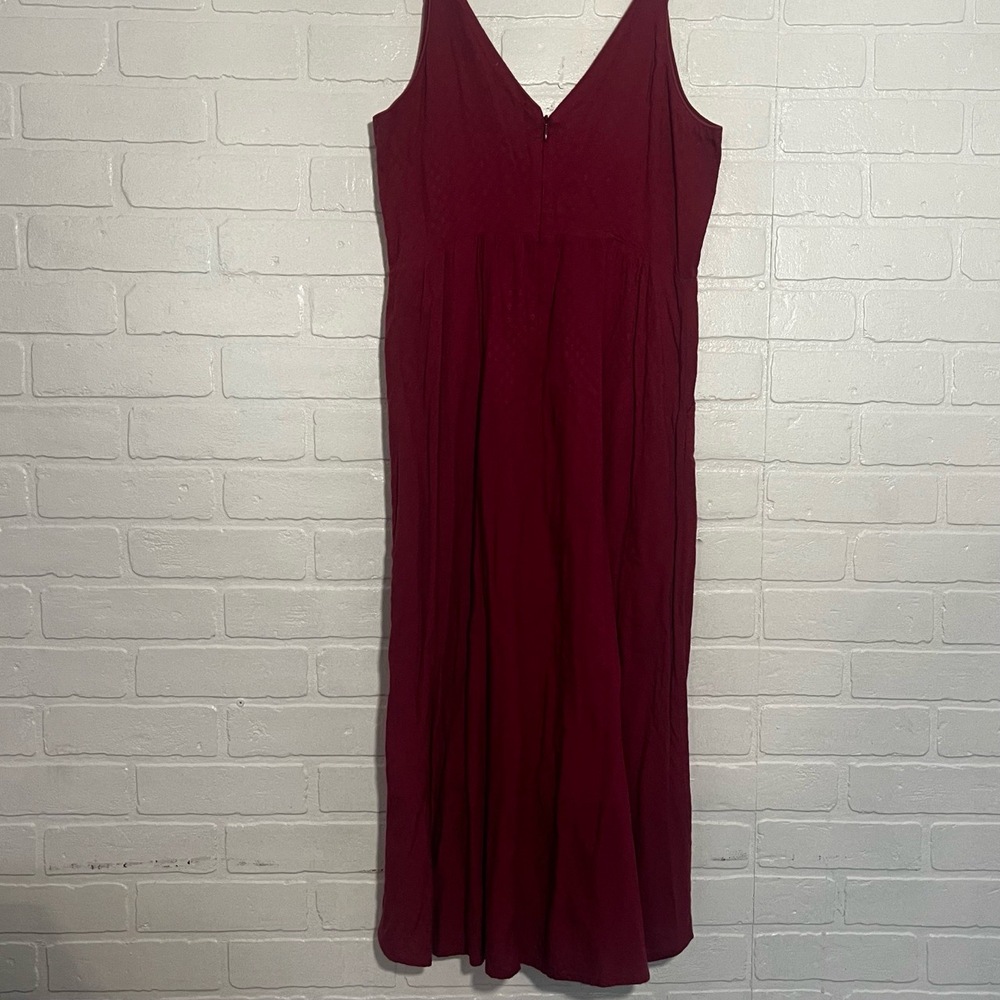 Lucky Brand Midi Dress Burgundy Spaghetti Strap Midi V-Neck Flowy Size Small - Picture 6 of 8